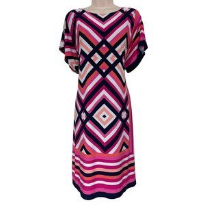 Size 2x 18 20 Geometric Printed Dolman Shift Dres… - image 1